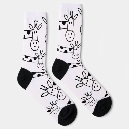 Chaussette Drôle Giraffe Line Dessin Doodles Quirky (Droite)