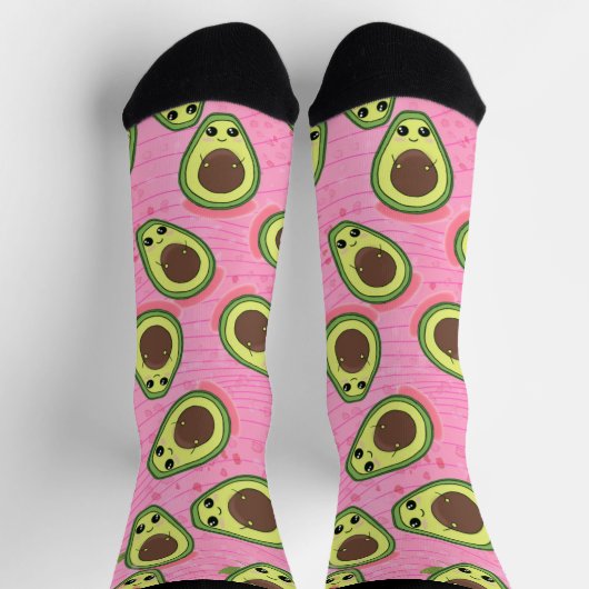Chaussette Drôle mignon Avocado Guac Hipster Rose Vert (Haut)