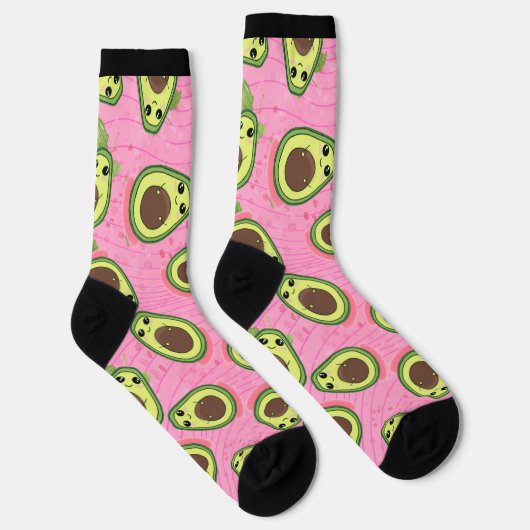 Chaussette Drôle mignon Avocado Guac Hipster Rose Vert (Droite)