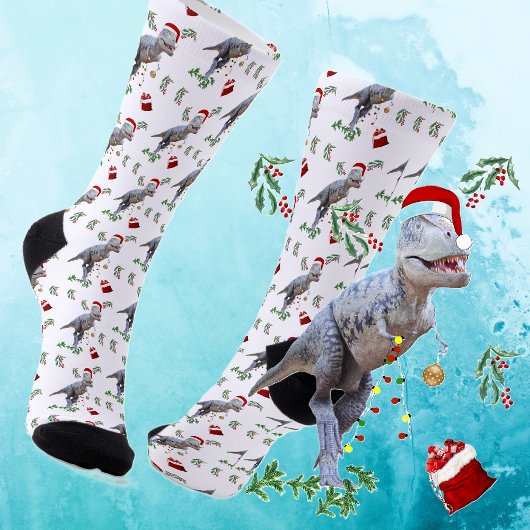 Chaussette Drôle Noël Dinosaur
