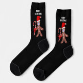 Chaussette Drôle Noël Gingerbread Père Noël Mens (Gauche)