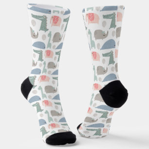 Chaussette Drôle Visage mignon Doodle Motif animal