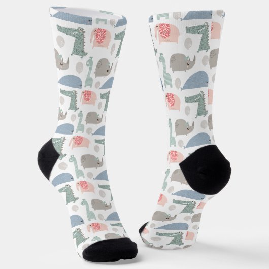Chaussette Drôle Visage mignon Doodle Motif animal (Angulaire)