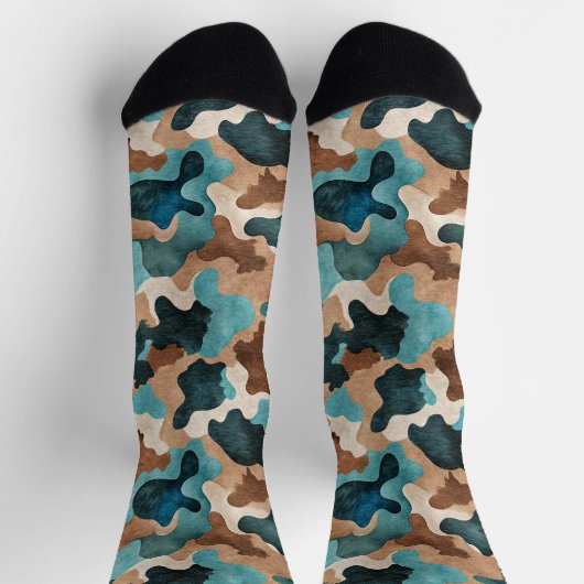 Chaussette Earth Tones Camouflage Seamless Pattern (Haut)