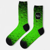 Chaussette Eau verte Cool élégant gouttes Monogram (Gauche)