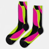 Chaussette Ebb et flux 4 en Lime vert, rose chaud et noir (Gauche)