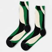 Chaussette Ebb et flux 4 en vert, crème et noir (Gauche)