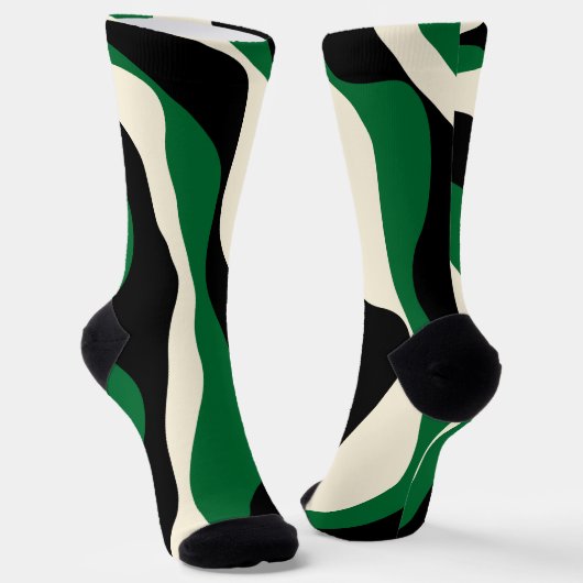 Chaussette Ebb et flux 4 en vert, crème et noir (Angulaire)