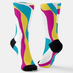Chaussette Ebb et flux 4 - Turquoise, Jaune, Rose et Blanc