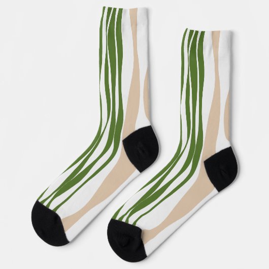 Chaussette Ebb et flux - Blanc, Sable et Palm Green (Gauche)