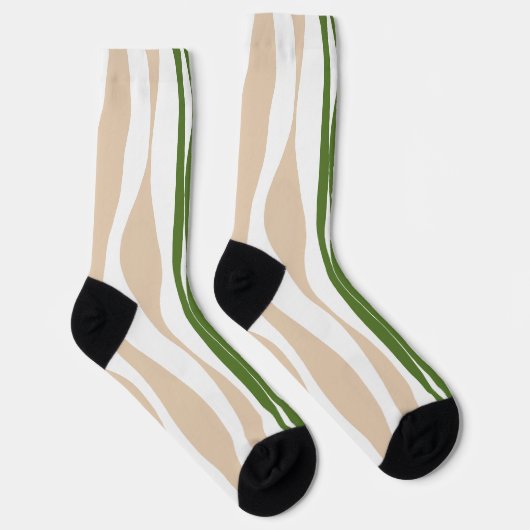Chaussette Ebb et flux - Blanc, Sable et Palm Green (Droite)