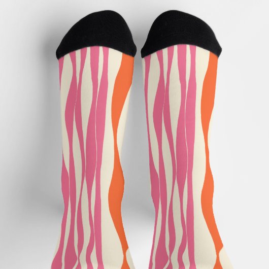 Chaussette Ebb et flux - rose, orange et crème (Haut)