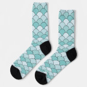Chaussette Écailés de dragon, éventails, vagues, Seigaiha, bl (Gauche)