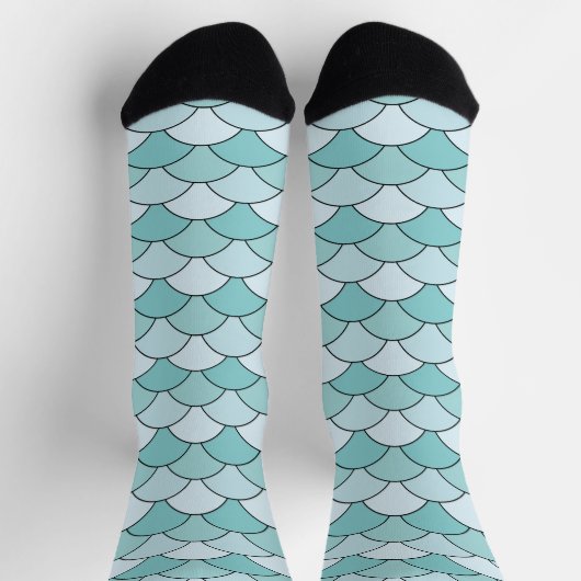Chaussette Écailés de dragon, éventails, vagues, Seigaiha, bl (Haut)