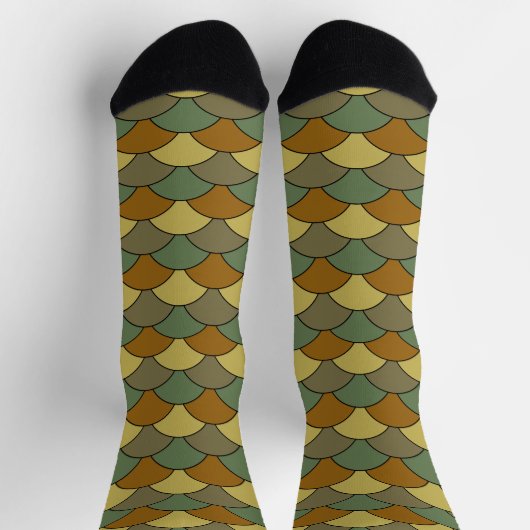 Chaussette Écaille de dragon, éventails, vagues, Seigaiha, ca (Haut)