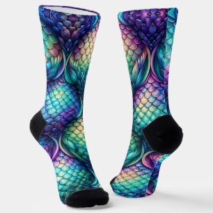 Chaussette Écailles aquatiques colorées/iridescentes