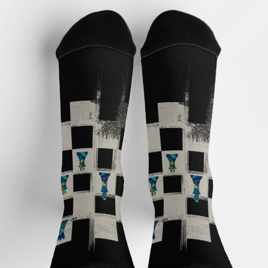 Chaussette Échecs et marbre composition des pièces d'échecs (Haut)