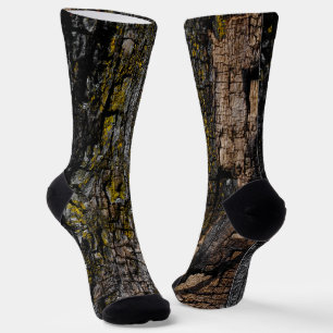 Chaussette écorce Brown cool en mousse avec lichen jaune
