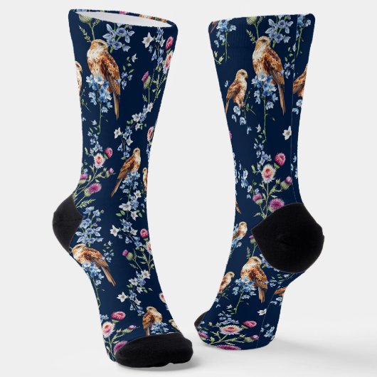 Chaussette Ecosse Aigle Chardon Bluebell modèle floral (Angulaire)