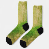 Chaussette Eerie Green Yellow Abstract Design Aquarelle (Gauche)
