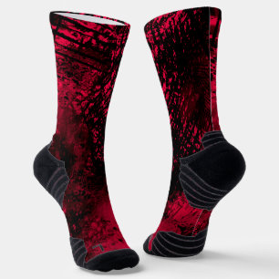 Chaussette Effet Dessin de peinture rouge et noir
