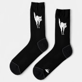 Chaussette Éffrayant blanc noir chat fun mignon moderne Hallo (Gauche)