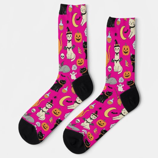 Chaussette Éffrayant Chats Motif Halloween (Gauche)
