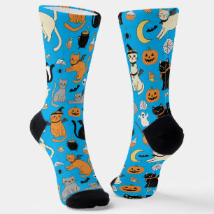 Chaussette Éffrayant Chats Motif Halloween