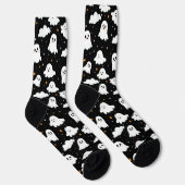 Chaussette Éffrayant mignon Halloween Ghost Nuageux Star Sky (Droite)