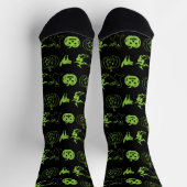 Chaussette Éffrayant noir vert citrouille chat fantôme Hallow (Haut)