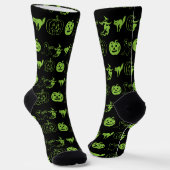 Chaussette Éffrayant noir vert citrouille chat fantôme Hallow (Angulaire)