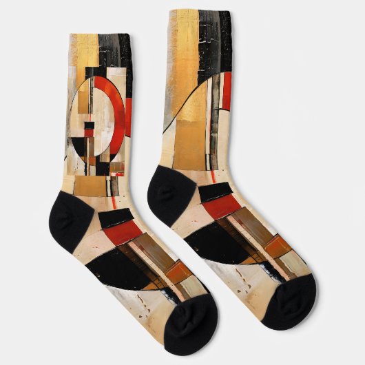 Chaussette Elégance céleste : Exploration Abstraite en beige (Droite)