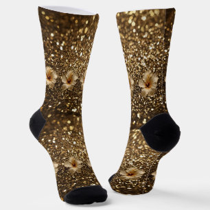 Chaussette Elégance d'or : Hibiscus d'or Shimmer