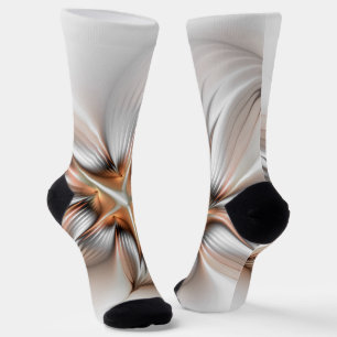 Chaussette Élégance Florale Art Fractal Abstrait Moderne
