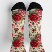 Chaussette Élégance romantique : Roses et coeurs (Haut)