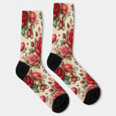 Chaussette Élégance romantique : Roses et coeurs (Droite)