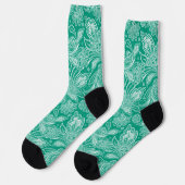 Chaussette Elégant Blanc Paisley Sur Arrière - plan bleu-vert (Gauche)