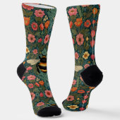 Chaussette Elegant boho retro bumblebee spring florals (Angulaire)