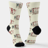 Chaussette Élégant Buffalo Plaid Joyeux Motif de Noël (Angulaire)