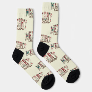 Chaussette Élégant Buffalo Plaid Joyeux Motif de Noël