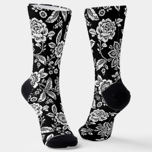 Chaussette Élégant floral noir