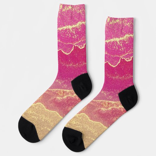 Chaussette Élégant marbre rose et or (Gauche)