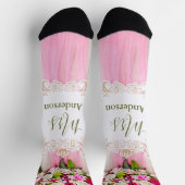 Chaussette Élégant Mariage floral rose vif Mme. (Haut)