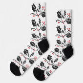 Chaussette Elegant Modern Red and Black Holly Pattern (Gauche)