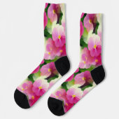 Chaussette Élégant Motif à fleurs rose et blanc Impatiens (Gauche)