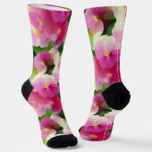 Chaussette Élégant Motif à fleurs rose et blanc Impatiens (Angulaire)