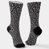 Chaussette Élégant motif de damas dépoli noir blanc (Angulaire)