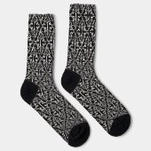 Chaussette Élégant motif de damas dépoli noir blanc (Droite)