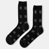 Chaussette Élégant Motif de flocon de neige noir et blanc (Gauche)