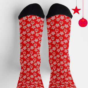 Chaussette Élégant Motif de Noël en rouge